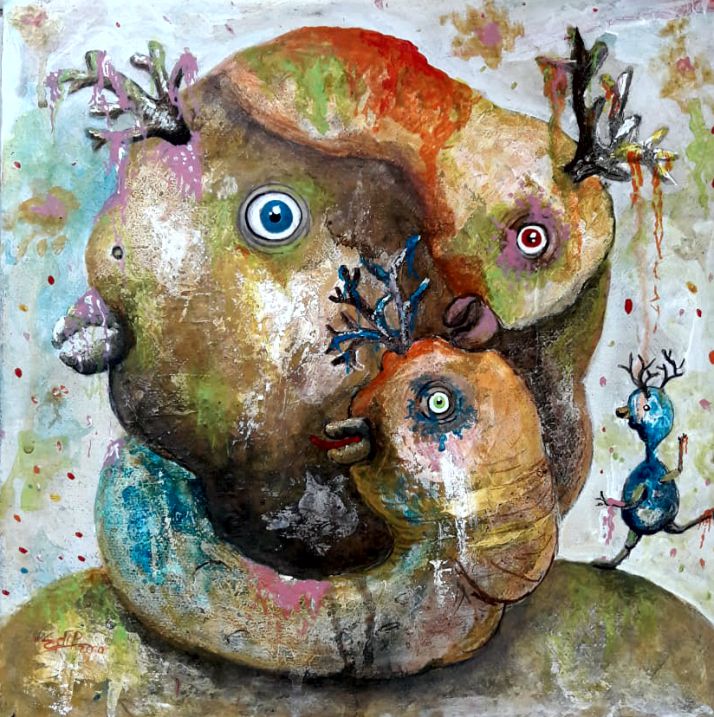 Edi Priyanto, Best Friend, Acrylic on Canvas, 30 x 30 cm, 2019